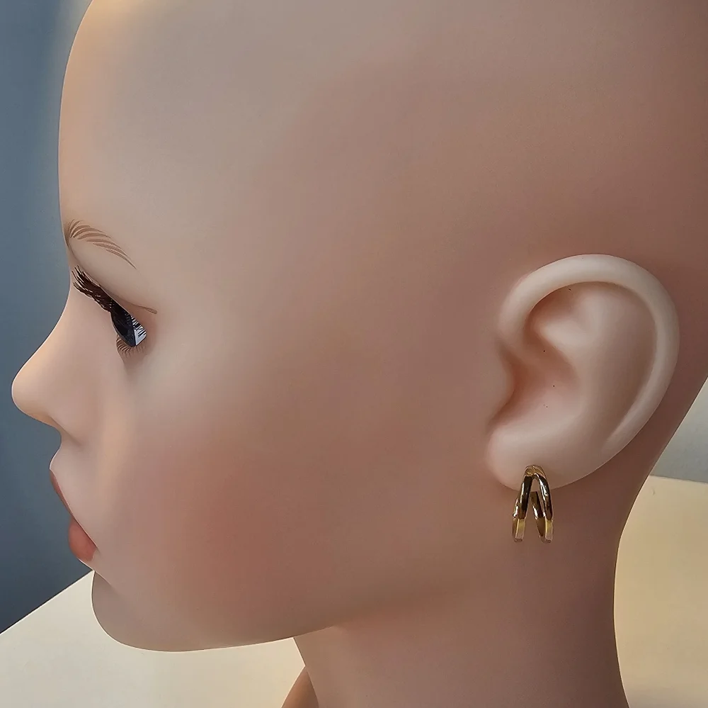 MONET‎ pierced gold-toned double half-hoop earrings